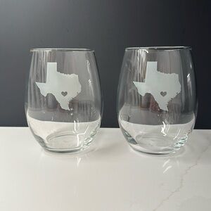 Houston Texas stemless wine glasses - large - set of 2